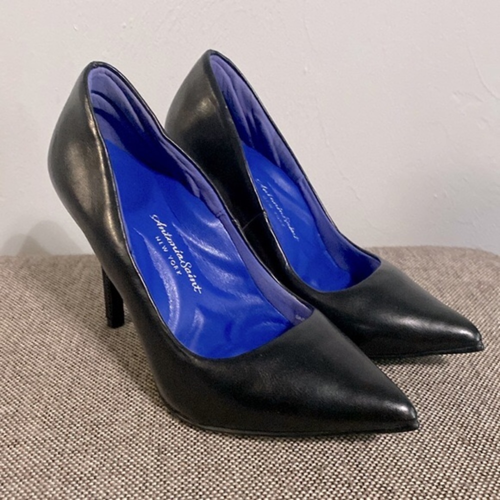Antonia Saint Classic Black Leather High Heels, size 5A (narrow), NWOT